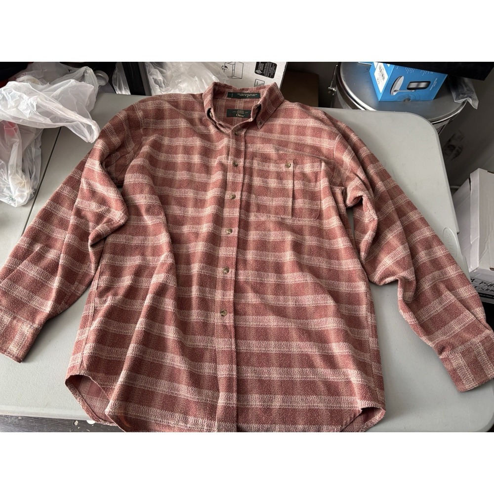 Vintage Orvis Flannel Shirt Mens M Red Herringbone Twill HBT Madras Style Plaid